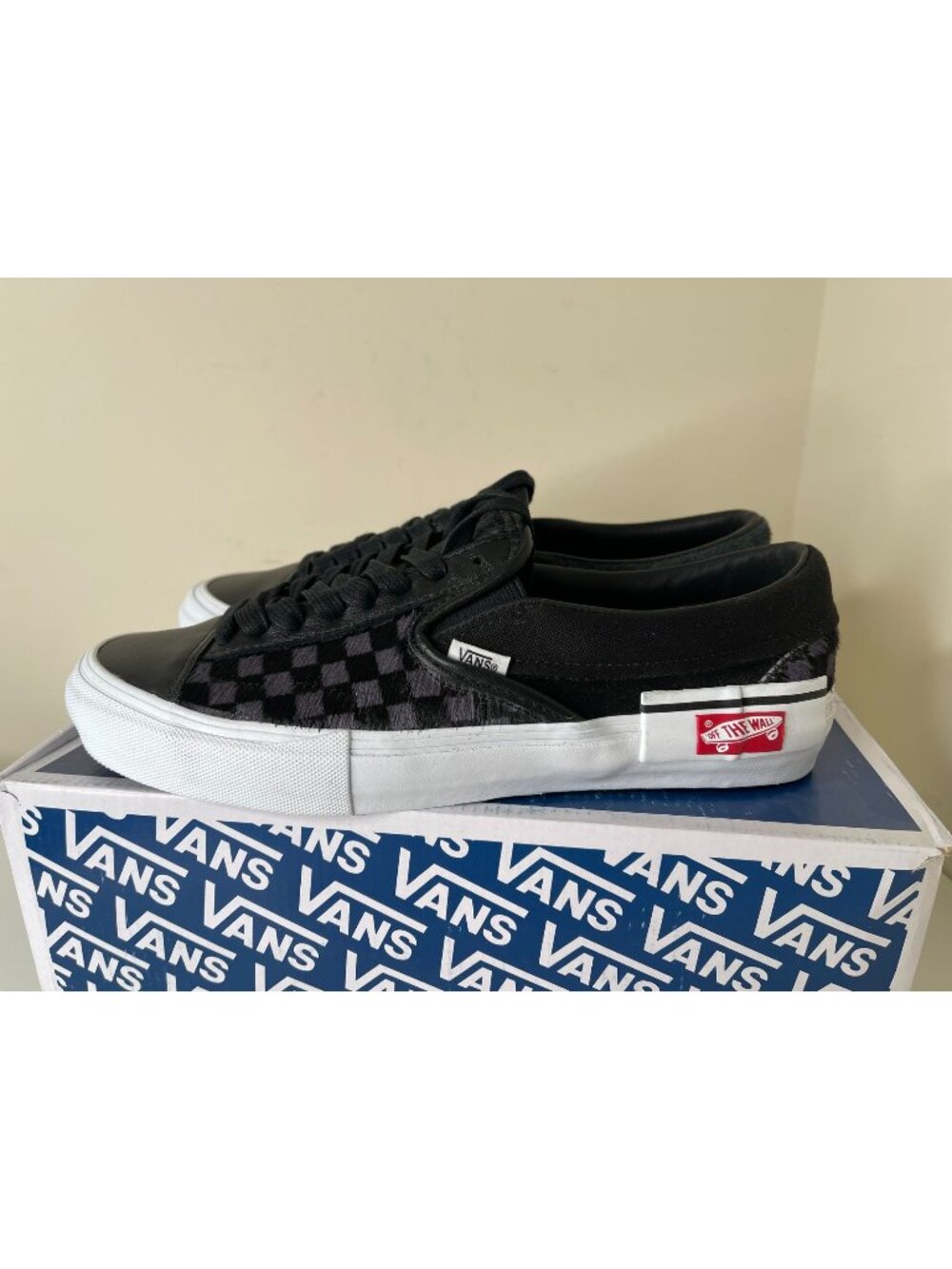 Vans Slip on Cap LX Pony Hair Black Checkerboard Mens